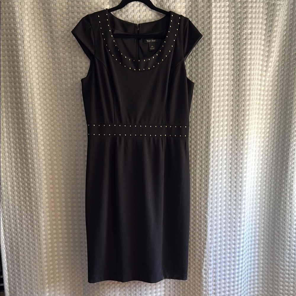 White House/ Black Market qEmbellished Sheath Dress with Flutter Cap Sleeves